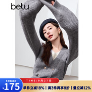百圖betu女裝冬季新款毛衣假兩件撞色領(lǐng)下擺開叉設(shè)計毛衣2410T34 灰色 S