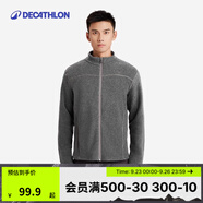 迪卡儂（DECATHLON）搖粒絨外套抓絨衣男保暖戶外運動加厚秋絨衣沖鋒衣內(nèi)膽 男款-全拉鏈-深灰色 M