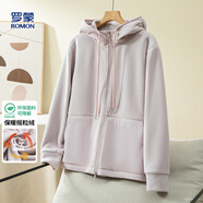 羅蒙【搖粒絨拼接】時尚連帽女士外套戶外防風抓絨上衣開衫保暖外套女