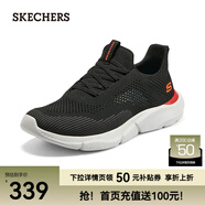 斯凱奇（Skechers）夏季男鞋新款輕便一腳蹬透氣網(wǎng)面休閑運動跑步鞋百搭慢跑鞋210281 黑色/210281-BLK 41.5