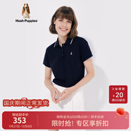 暇步士（Hush Puppies）女裝夏季純棉簡(jiǎn)約短袖Polo衫 196深藍 S