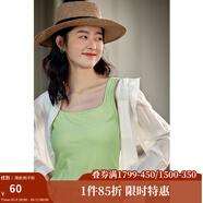 茵曼（INMAN）多色無袖顯瘦吊帶背心T恤夏季簡約休閑百搭圓領(lǐng)上衣 草綠色 M