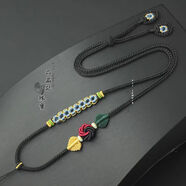 品晶記（PINJINGJI）品晶記diy配飾項鏈金銀玉墜吊墜掛件掛墜手工編織佛牌掛脖繩子藏 3mm股此情可待雙相思葉黑繩