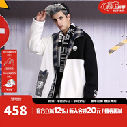 閃電潮牌（GENANX）【冬季】棉服男兩面穿棉衣帥氣潮流格紋冬裝外套衣多穿易穿搭 黑色 L