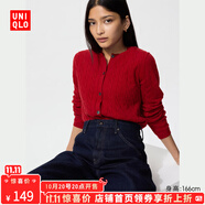 優(yōu)衣庫【加購】女裝紐花圓領(lǐng)針織開衫/毛衣外套空調(diào)衫通勤481477 16 紅色 L