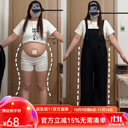 梵奧格（FANAOGE）超大碼300斤新款甜美個(gè)性遮肚背帶褲女胖mm顯瘦連體百搭長(cháng)闊腿褲 黑色 4XL 建議180-200斤