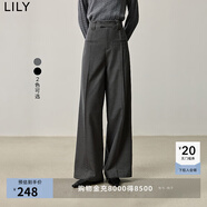 LILY秋新款女裝設(shè)計感高腰時尚垂感直腿百搭OL通勤闊腿褲女款 501灰色 M