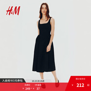 H&M女裝背心吊帶連衣裙2025秋季新款后部系帶府綢連身裙1275786 黑色 M 165/96