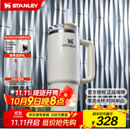 STANLEY巨無(wú)霸吸管杯水杯保溫杯大容量不銹鋼杯子辦公887毫升-亮面米白