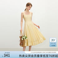 范思藍恩立體裁剪收腰無(wú)袖連衣裙女夏2025新款修身顯瘦吊帶裙2099 布丁黃 M