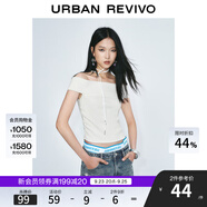 UR2025春季新款女裝氣質(zhì)魅力一字領(lǐng)短款修身T恤UYY450100 本白 L