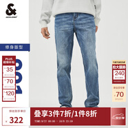 杰克·瓊斯（JACK&JONES）男裝修身牛仔褲男彈性品牌男褲休閑高檔潮流四季款寬松直筒褲子 084中牛仔藍(lán) 略偏大，卡碼拍小 34 180 W34/L32