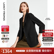 朗姿三醋酸Basic衣櫥白色女士小西裝外套夏新款西服明星同款 黑色2 XL