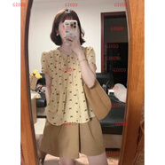GIOIO休閑運動(dòng)套裝女2025夏季新款薄款短袖短褲甜美寬松減齡少女兩件套 單杏色上衣 10XL s 建議75-90斤