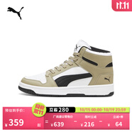 彪馬（PUMA）經(jīng)典復(fù)古籃球風(fēng)熊貓配色中幫板鞋男女REBOUND MID369573 橡樹棕-黑色-白-50 40