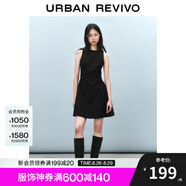 UR七夕2025春季新款女摩登氣質褶皺收腰顯瘦無袖連衣裙UYY750030# 黑色 M