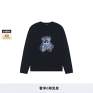WE11DONE中性男女同款珍珠項(xiàng)鏈圖案小熊印花黑色長(zhǎng)袖T 黑色 S
