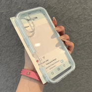 維諾亞適用蘋果13Pro手機(jī)殼iPhone14ProMax透明12mini軟11/15保護(hù)套XS新款XR全包X女8P男6splus外殼7防摔 【淺藍(lán)】三合一炫彩送鋼化膜 iPhone 14