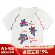 森女部落甜美原創(chuàng)假兩件格紋拼接設(shè)計(jì)感半身裙女高腰短裙2025夏 短款T恤(抗菌面料)（單件） L