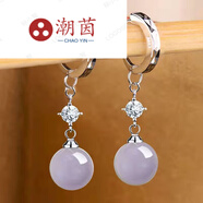CHAUIYIN潮茵瑪瑙耳環(huán)S925珍珠耳墜長(zhǎng)款女韓版時(shí)尚網(wǎng)紅耳飾防過(guò)敏耳圈 白瑪瑙10mm