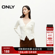 ONLY秋季簡約百搭抽繩修身V領(lǐng)純色針織衫女|124313031 A06 太古白色 M