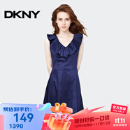 唐可娜兒（DKNY）【京東奧萊】新款夏季女裝時尚氣質(zhì)荷葉邊V領(lǐng)無袖收腰顯瘦連衣裙D DD1BG352-480 XS