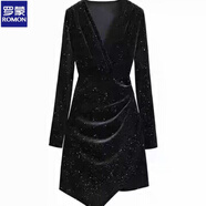 羅蒙修身連衣裙2025新款洋氣氣質(zhì)禮服小黑裙小個(gè)子顯瘦短裙 黑色長(cháng)袖 M L 建議150-170c110-120斤
