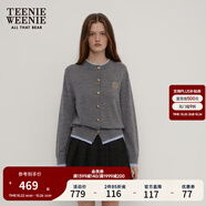 Teenie Weenie小熊秋季綿羊毛軟糯毛針織開(kāi)衫簡(jiǎn)約通勤毛衣外套女裝 深灰色 S (160)