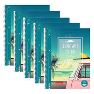 山頭林村文具2018日程本橫線(xiàn)線(xiàn)格線(xiàn)線(xiàn)圈清新小本子筆記本 五本裝