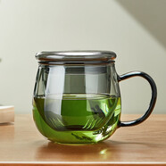 美斯尼 茶杯玻璃泡茶杯 茶水分離杯創(chuàng  )意墨色玻璃泡茶器帶過(guò)濾水杯子 玻璃蓋墨色杯 500mL