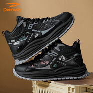 德爾惠（DEERWAY）老爹鞋男鞋2025秋季高幫休閑鞋男士厚底增高潮流運動鞋經(jīng)典黑色44