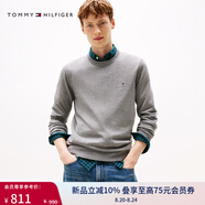 TOMMY HILFIGER【柔軟純棉】25秋冬男撞色條紋學(xué)院風(fēng)針織衫/情侶款純色毛衣 【純色繡標毛衣】極簡(jiǎn)灰P7D XL （推薦：165-180斤）