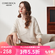 科蒙.博卡秋冬圓領(lǐng)落肩寬松休閑羊毛衫女甜美可愛針織毛衣 云白色 105/L