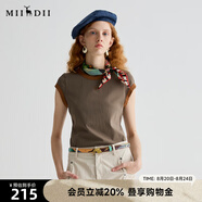 謎底T恤短袖女2025夏新品休閑日常深茶色緊身X型短上衣252MT0574 深茶色 M