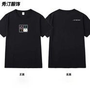 風(fēng)鳶花劉德華演唱會(huì )同款簡(jiǎn)約文字重磅長(cháng)袖男女T恤復古流行寬松國潮 黑色T恤短袖【前中 前后印花】 3XL
