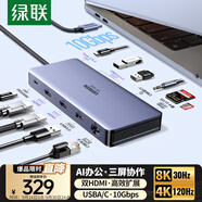 綠聯(lián)Type-C3.2雙HDMI三屏異顯擴(kuò)展塢雷電4/5拓展塢10G轉(zhuǎn)接頭8K多屏擴(kuò)展器144Hz高刷適用聯(lián)想華為電腦