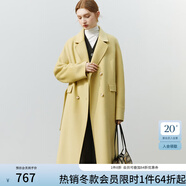 范思藍(lán)恩22FS4099西裝式雙面呢子大衣女中長款秋冬韓系羊毛呢外套 嫩芽黃 L