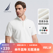 諾帝卡（NAUTICA）【大促爆款】男裝春夏新款棉氨珠地親膚帶彈短袖Polo男KO4111 白色1BW L