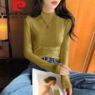 皮爾卡丹（pierre cardin）莫代爾春秋冬立領(lǐng)大尺碼長(cháng)袖打底衫女內搭修身T恤面膜T百搭氣質(zhì)上 姜黃【春秋】今年流行的輕奢 薄 M 【80-100斤】