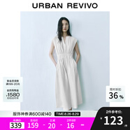 UR七夕2025春季新款女裝簡約V領(lǐng)打攬收腰無袖連衣裙UYY750004 本白 (袖口偏大) XL