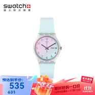 斯沃琪（Swatch）【京東奧萊】瑞士手表男女學(xué)生時(shí)尚防水指針石英表 無(wú)盡天藍 34mm GE713 無(wú)盡天藍