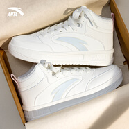 安踏輕松板鞋女鞋2026春季透氣平底小白鞋低幫顯高百搭休閑運動(dòng)鞋子女 【輕松高幫】象牙白 36.5 【正品保證-假一賠十】