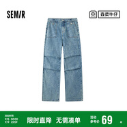 森馬[森柔牛仔]牛仔褲女潮酷闊腿褲夏美式工裝褲街頭109324124006