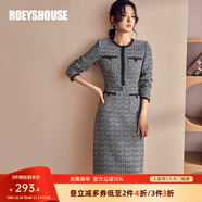 ROEYSHOUSE羅衣小香風(fēng)粗花呢連衣裙秋冬中長款優(yōu)雅千鳥格法式裙子03468 花色 M