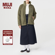 無印良品 MUJI 男女通用 羊羔絨 拉鏈夾克 毛絨加絨厚外套 秋冬季 卡其綠 XXS-XS