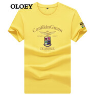 OLOEY 香港潮牌2025夏季t恤男新款絲光棉鷹圖印花短袖上衣修身圓領(lǐng)潮 黃色 S 【100-115斤】