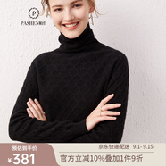 帕什【清cang】羊絨衫女100%山羊絨堆堆領(lǐng)12針提花針織毛衣 PS-21-09 經(jīng)典黑 XL