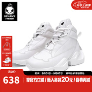 閃電潮牌（GENANX）頭層牛皮休閑鞋街舞嘻哈時(shí)尚厚底系帶潮男 白色 39