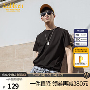 卡賓【涼感】冰絲短袖T恤男夏簡約圓領(lǐng)體恤休閑純色百搭冰感上衣 煤黑色01 3XL 190 56