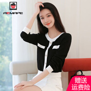 AEMAPE2025秋季小香風(fēng)外套圓領(lǐng)短款針織衫女上衣小款韓版時(shí)尚 黑色 S